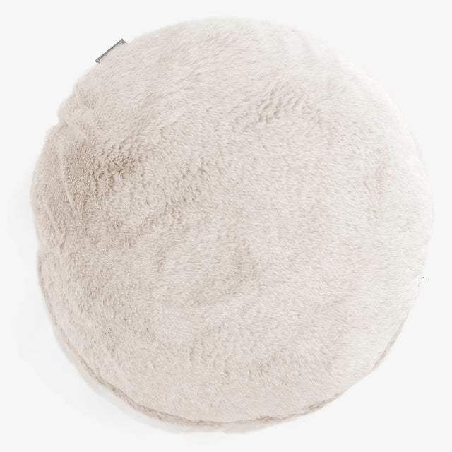 Dekokissen / Sofa Kissenbezug Rund 50cm - Kaninchen Kunstfell Weiß 01