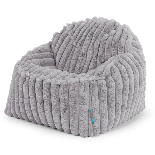 Der Slouchy Kinder Sitzsack 2-6 Jahre - Ultra Plüsch Cord Grau 01