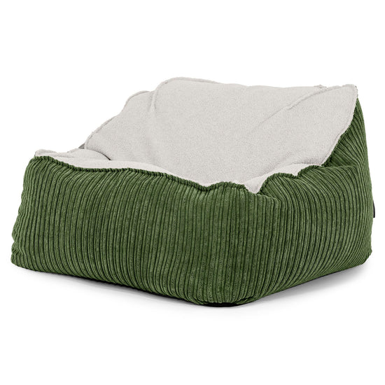 Der Slouchy Sitzsack Sessel - Bouclé & Cord Nadelwaldgrün 01