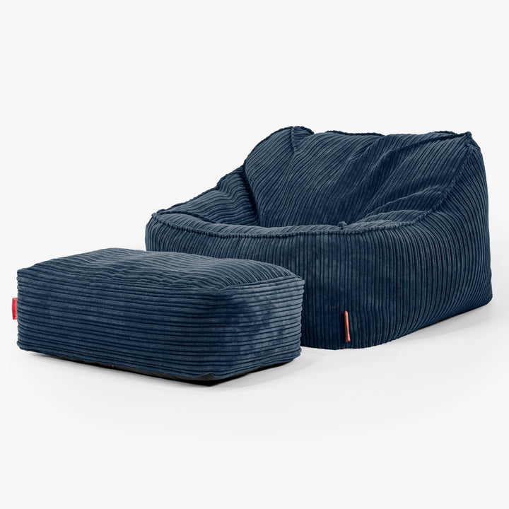 Der Slouchy Sitzsack Sessel - Cord Marineblau 02