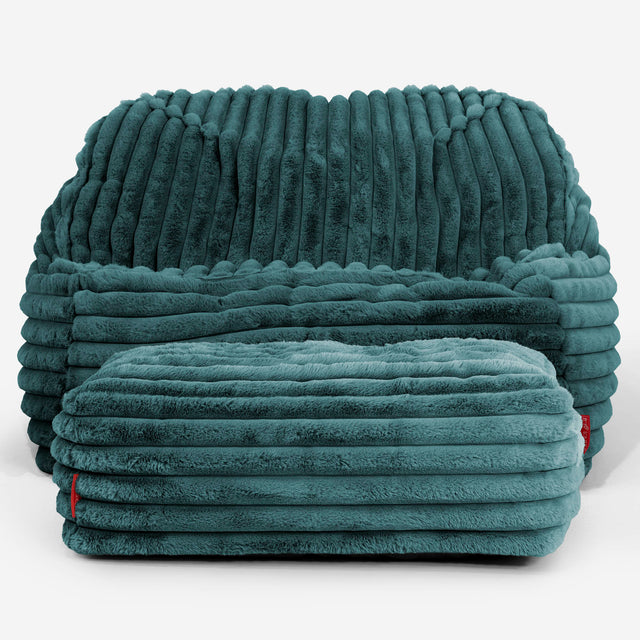 Der Slouchy Sitzsack Sessel - Ultra Plüsch Cord Blaugrün 03