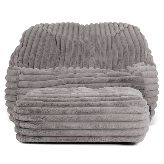 Der Slouchy Sitzsack Sessel - Ultra Plüsch Cord Grau 03