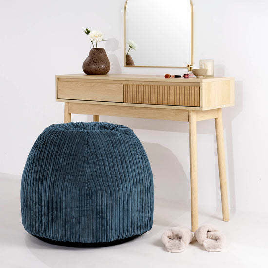 Schminktisch-Pouf-Hocker - Cord Marineblau 02