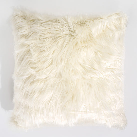 Extra Große Dekokissen / Sofa Kissenbezug 70 x 70cm - Mongolisches Kunstfell Crème 01