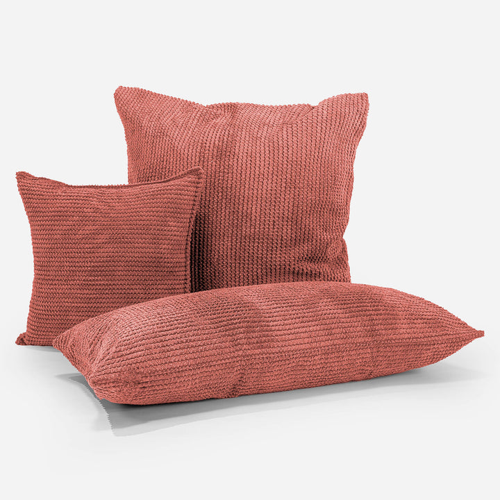 Extra Große Dekokissen / Sofa Kissenbezug 70 x 70cm - Pom-Pom Kürbisorange 04