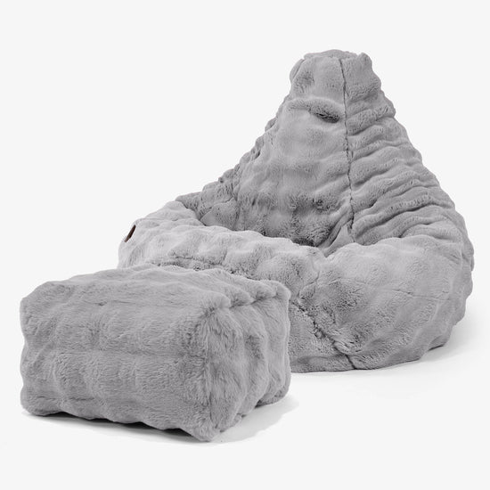 Gaming Sitzsack Sessel - Bubble Pelz Grau 01
