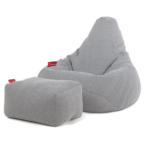 Gaming Sitzsack Sessel - Gestrickte Fischgrätenmuster Grau