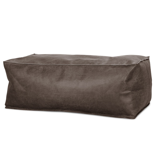 Groß Fußhocker Pouf - Vintage Leder Schiefergrau 01