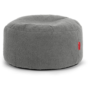 Großer runder Fußhocker - Bouclé Grau