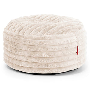Großer runder Fußhocker - Ultra Plüsch Cord Creme