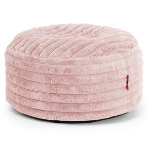 Großer runder Fußhocker - Ultra Plüsch Cord Pastellrosa