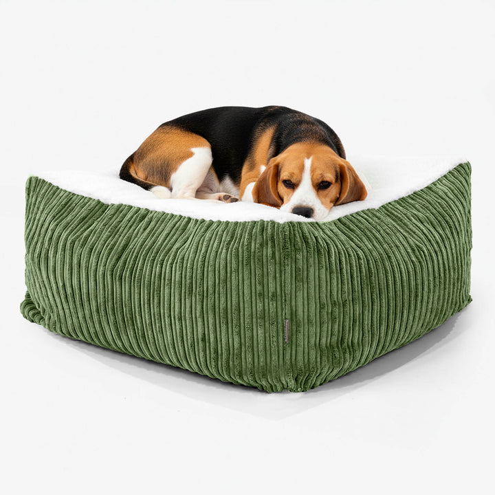 Großes Die Mega Matratze Hundebett - Sherpa & Cord Nadelwaldgrün 02