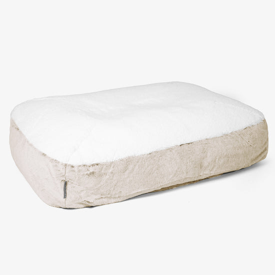 Großes Slouchy Hundebett - Kaninchen Kunstfell Goldbraun 01