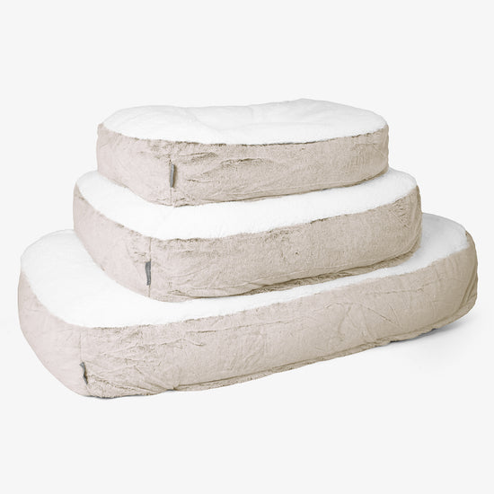 Großes Slouchy Hundebett - Kaninchen Kunstfell Goldbraun 02