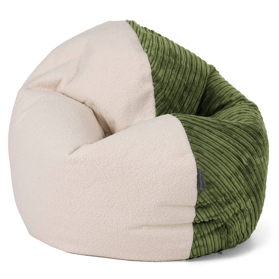 Junior Flexiforma Kinder Sitzsackstuhl 2-14 Jahre - Bouclé & Cord Nadelwaldgrün 01