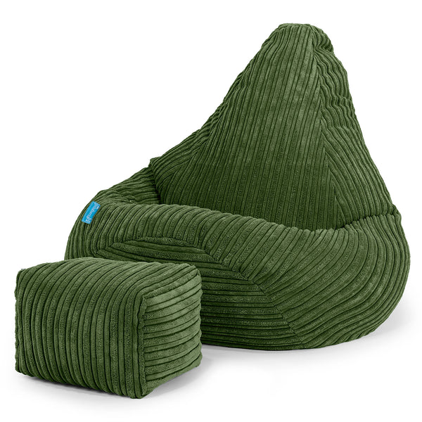 Kinder Gaming Sitzsack Sessel 1-5 Jahre - Cord Nadelwaldgrün_01