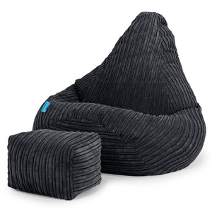 Kinder Gaming Sitzsack Sessel 1-5 Jahre - Cord Schwarz