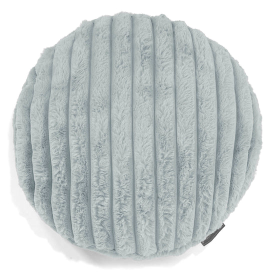 Dekokissen / Sofa Kissenbezug Rund 50cm - Ultra Plüsch Cord Taubenblau 01