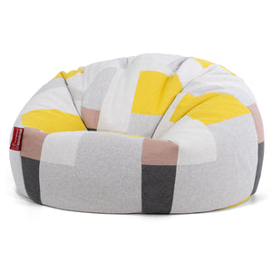Klassischer Sitzsack Sessel - Gestrickte Farbblock Grau