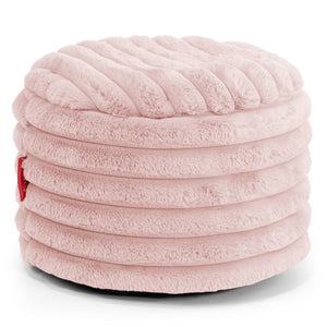 Kleiner runder Fußhocker - Ultra Plüsch Cord Pastellrosa