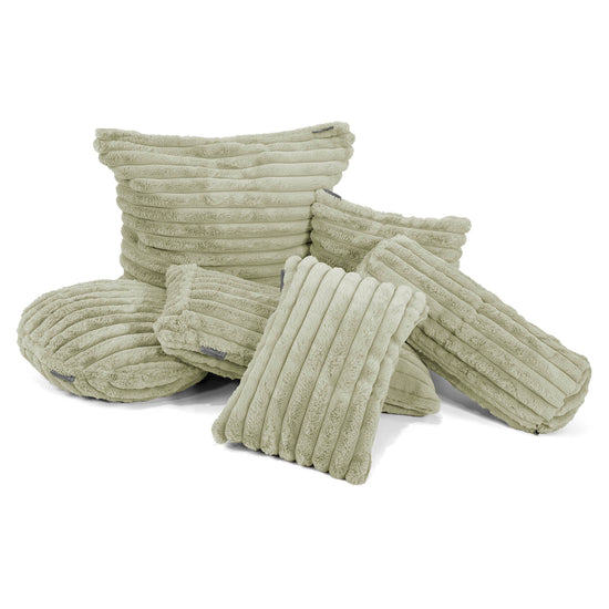 Nackenrolle Dekokissen / Sofa Kissenbezug 20 x 55cm - Ultra Plüsch Cord Salbeigrün 03