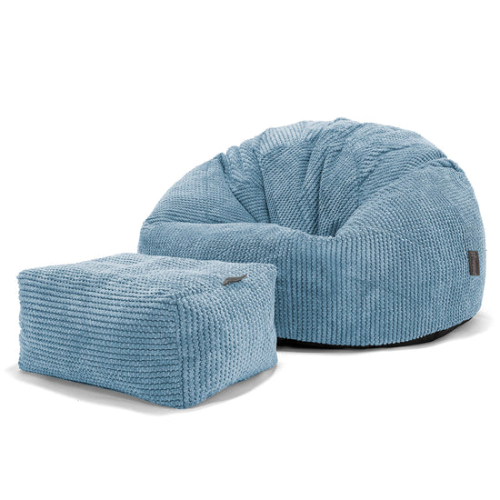 Klassischer Sitzsack Sessel - Pom-Pom Himmelblau 02