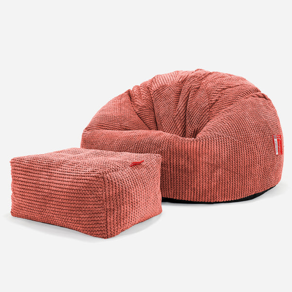 Klassischer Sitzsack Sessel - Pom-Pom Kürbisorange 01