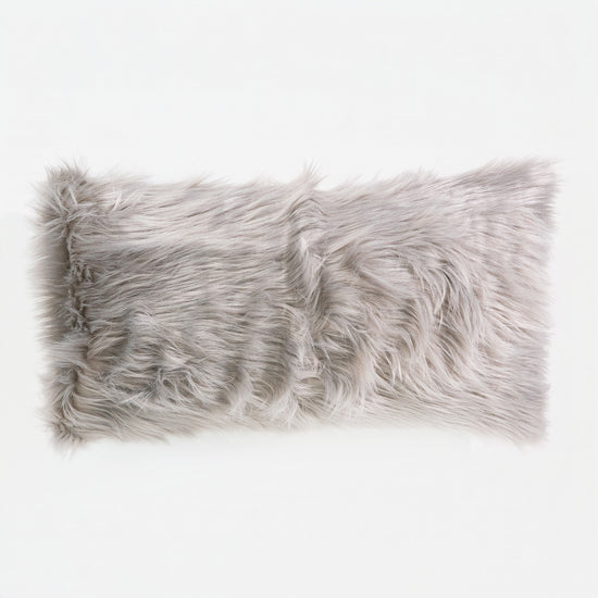 Riesen Dekokissen / Sofa Kissenbezug 40 x 70cm - Mongolisches Kunstfell Grau 01