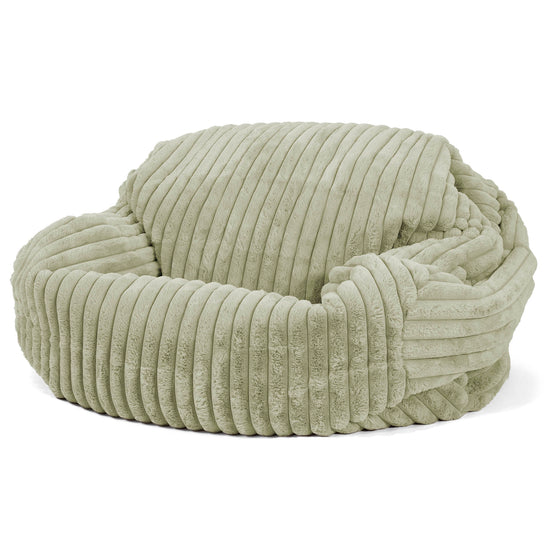 Sabine Sitzsack Sofa - Ultra Plüsch Cord Salbeigrün 01