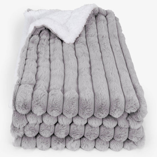 Sherpa-Decke - Ultra Plüsch Cord Grau 02