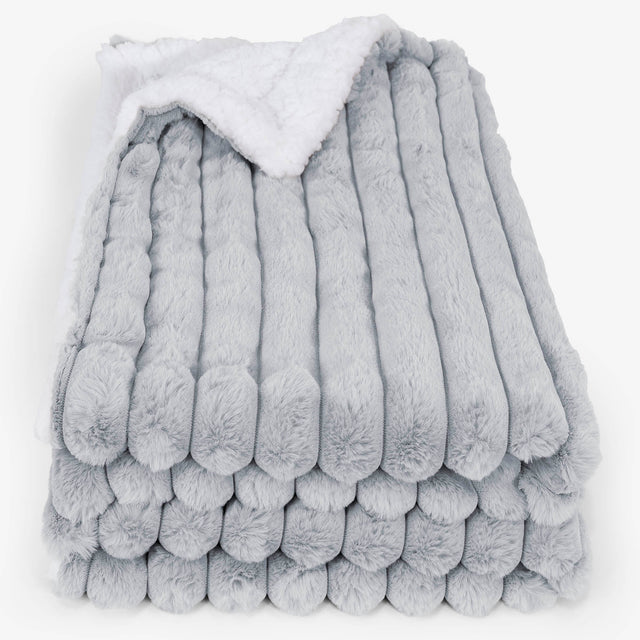 Sherpa-Decke - Ultra Plüsch Cord Taubenblau 02