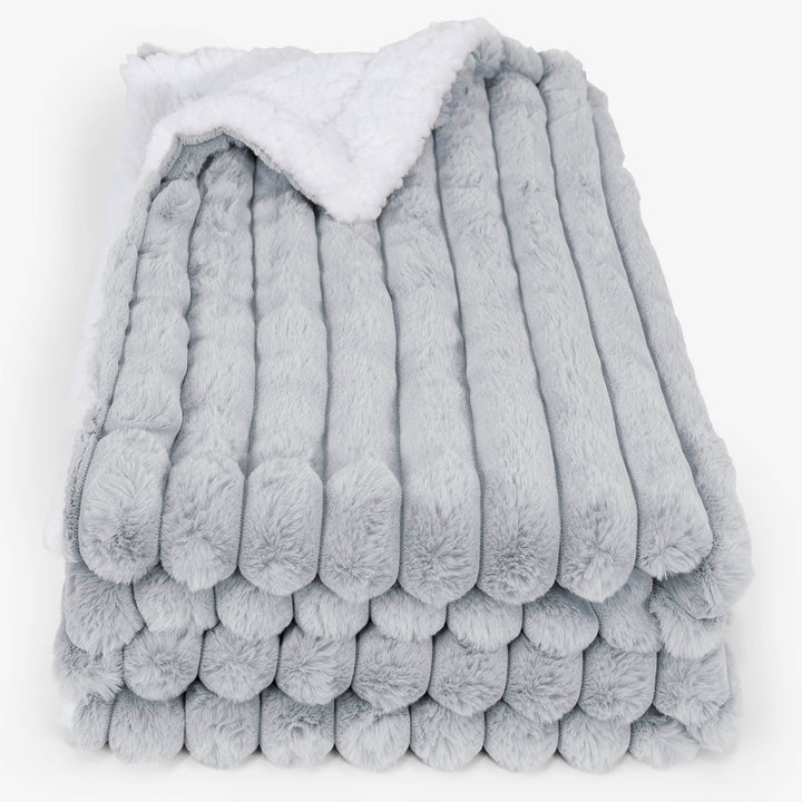 Sherpa-Decke - Ultra Plüsch Cord Taubenblau 02