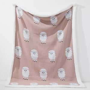 Kuscheldecke / Tagesdecke - Gestrickte Schaf Pink