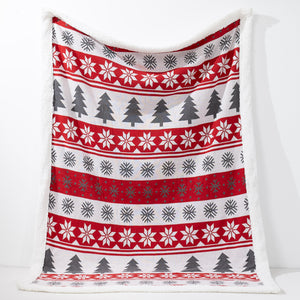 Kuscheldecke / Tagesdecke - Gestrickte Weihnachtsdruck Rot