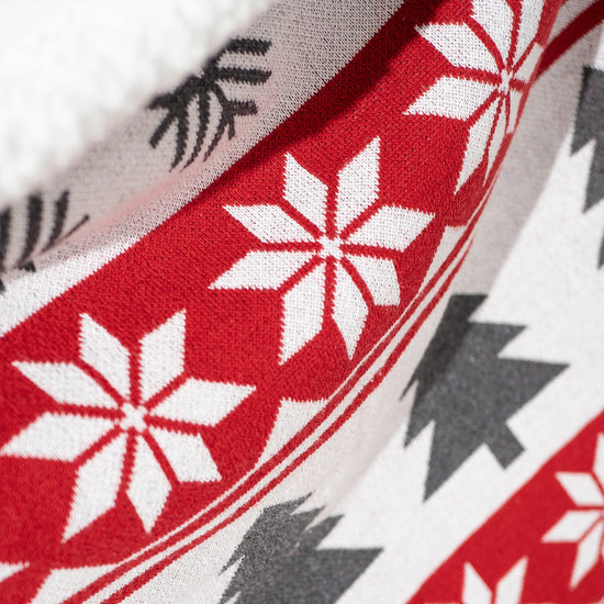 Kuscheldecke / Tagesdecke - Gestrickte Weihnachtsdruck Rot 02