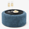 Sitzhocker mit Tablett - Cord Marineblau 01