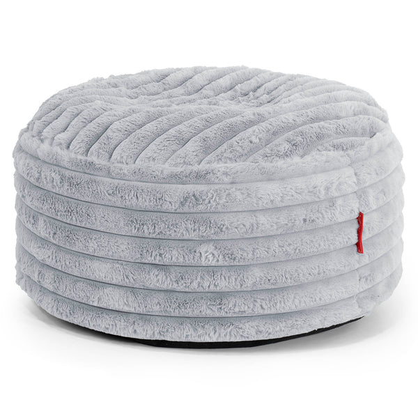 Sitzhocker mit Tablett - Ultra Plüsch Cord Taubenblau 01