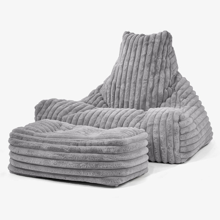 Sitzsack Lounge Sessel - Ultra Plüsch Cord Grau 02