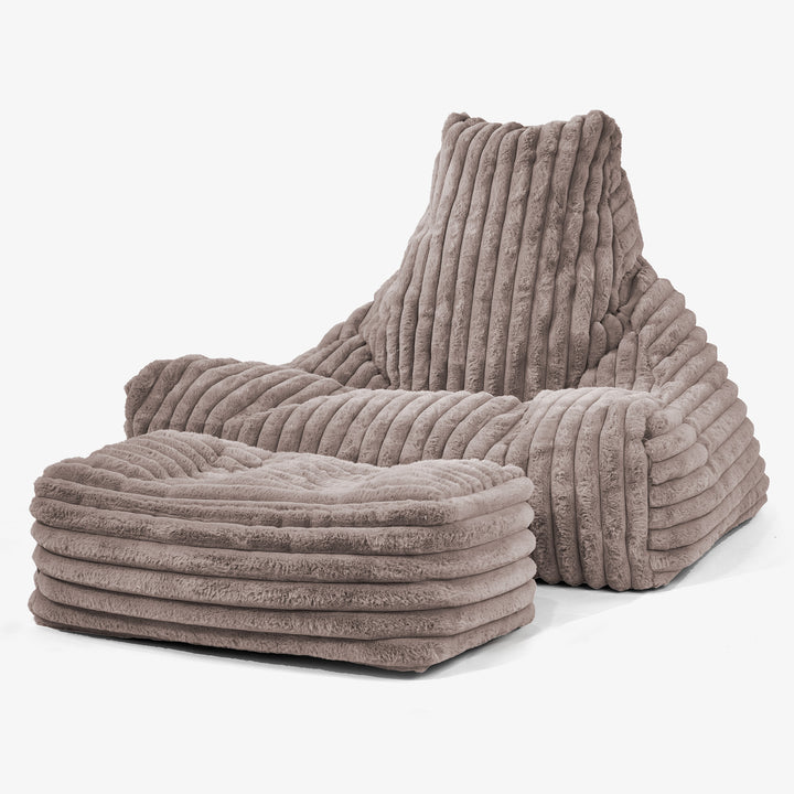 Sitzsack Lounge Sessel - Ultra Plüsch Cord Nerzfarben 02