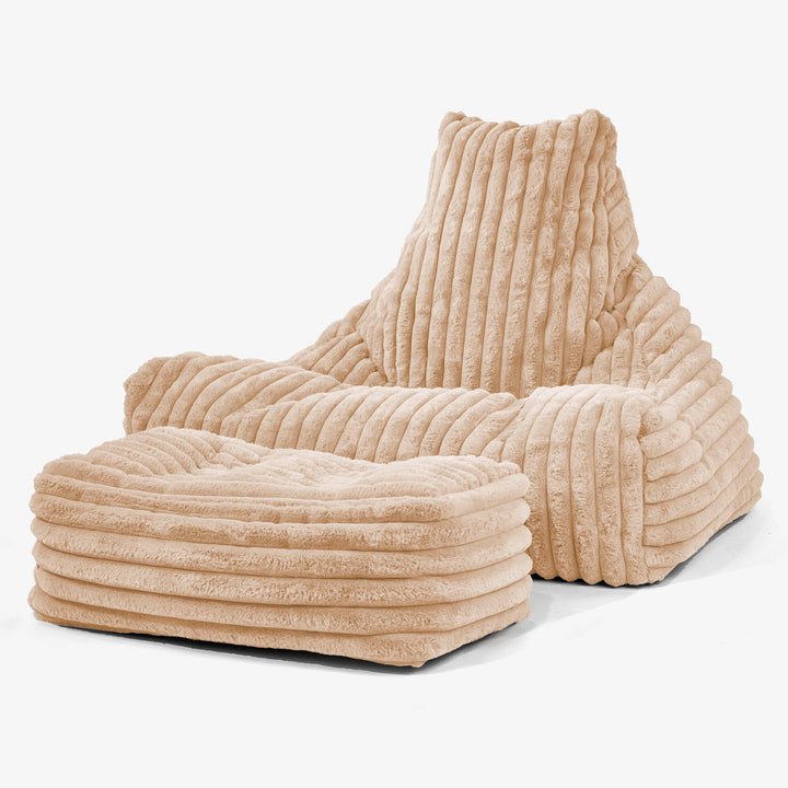 Sitzsack Lounge Sessel - Ultra Plüsch Cord Pfirsich 02