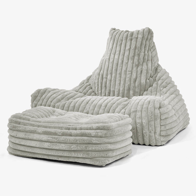 Sitzsack Lounge Sessel - Ultra Plüsch Cord Salbeigrün 02