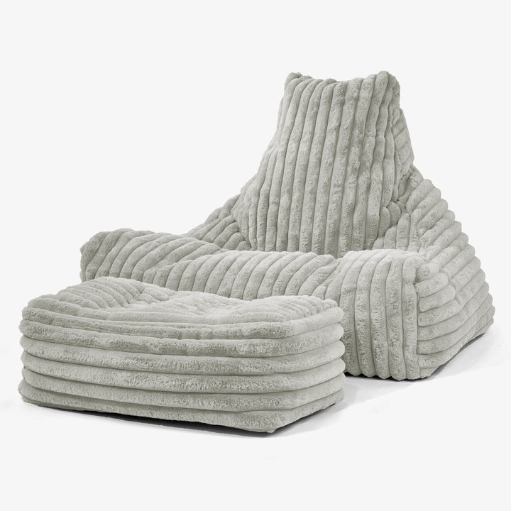 Sitzsack Lounge Sessel - Ultra Plüsch Cord Salbeigrün 02