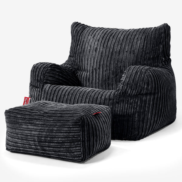 Josephine Sitzsack Ohrensessel - Cord Schwarz 01