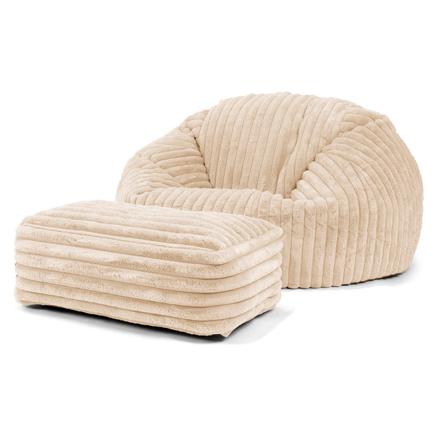 Sitzsack Sofa - Ultra Plüsch Cord Creme 02