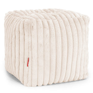 Würfel-Pouf- Hocker - Ultra Plüsch Cord Creme