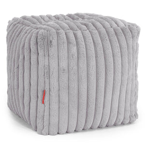 Würfel-Pouf- Hocker - Ultra Plüsch Cord Grau