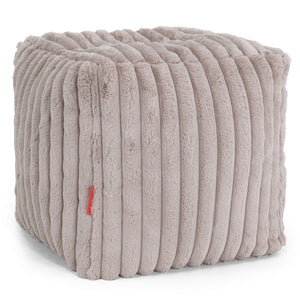 Würfel-Pouf- Hocker - Ultra Plüsch Cord Nerzfarben