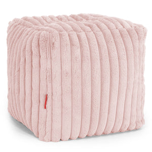 Würfel-Pouf- Hocker - Ultra Plüsch Cord Pastellrosa