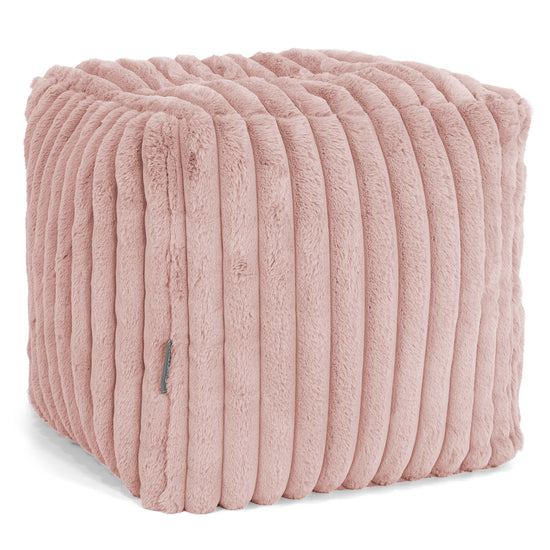 Würfel-Pouf- Hocker - Ultra Plüsch Cord Pastellrosa 01