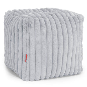 Würfel-Pouf- Hocker - Ultra Plüsch Cord Taubenblau